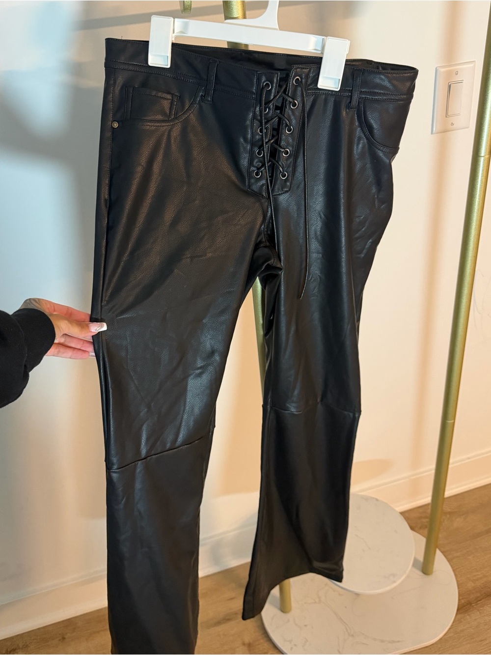Faux leather pants